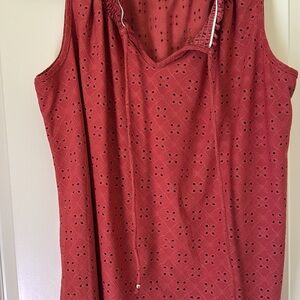 Sleeveless Mauve Eyelet Top
